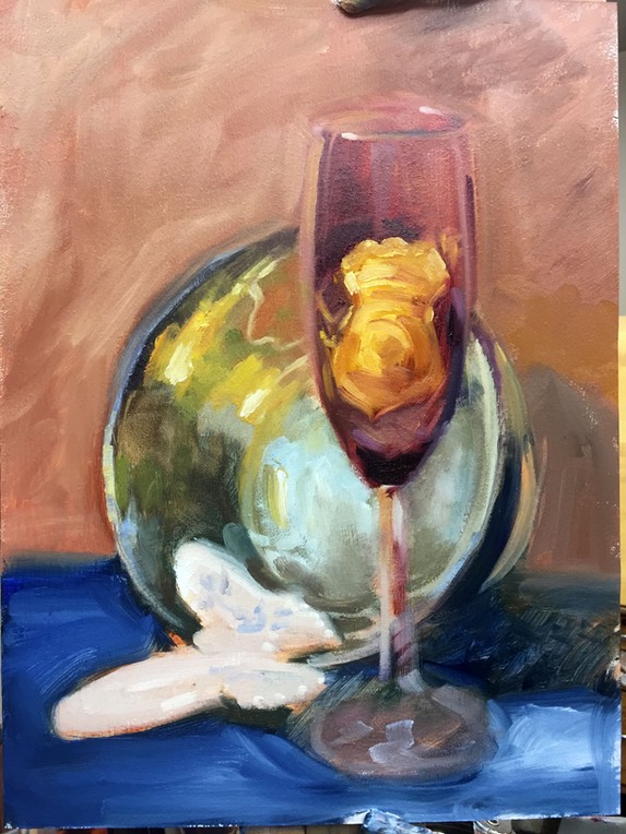 Glass badge and butterfly 