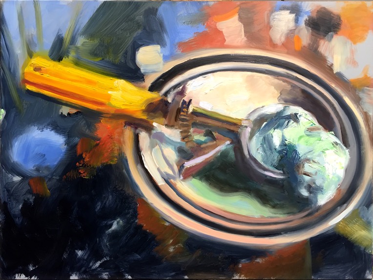 Yellow sccop mint ice cream 